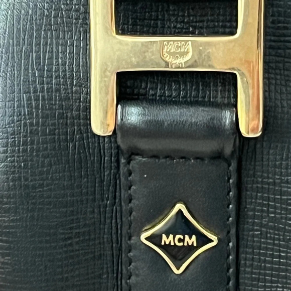 MCM Small Black Leather Satchel Boston Handbag - Picture 10 of 16